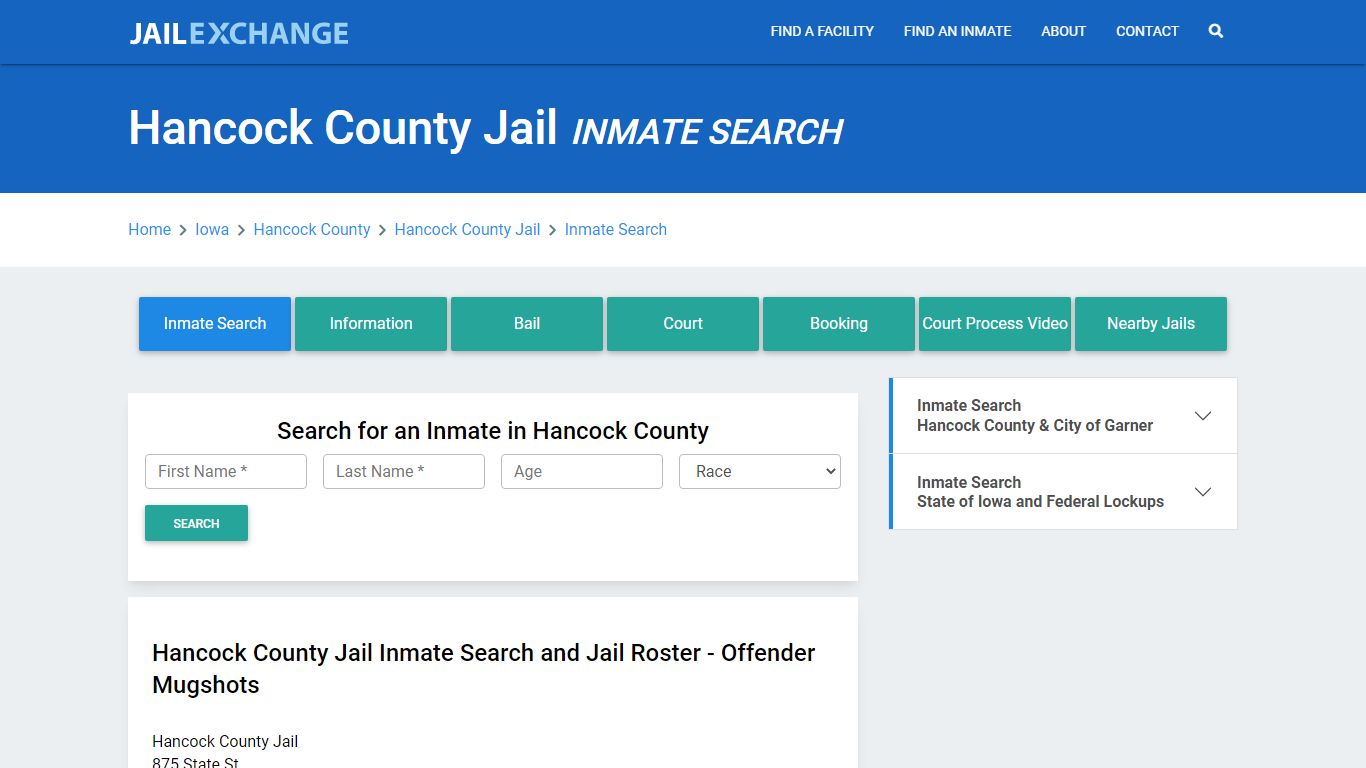 Hancock County Jail, IA Inmate Search: Roster & Mugshots