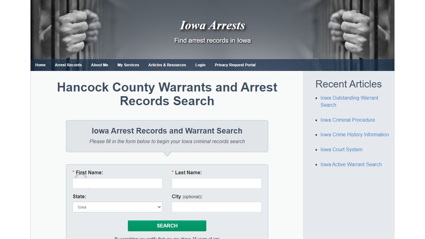 Hancock County Warrants and Arrest Records Search - Iowa Arrests