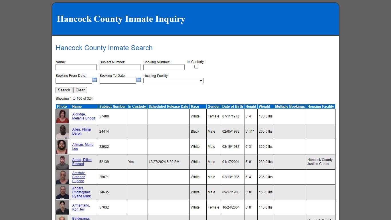 Hancock County Inmate Search - inmates.findlayohio.gov